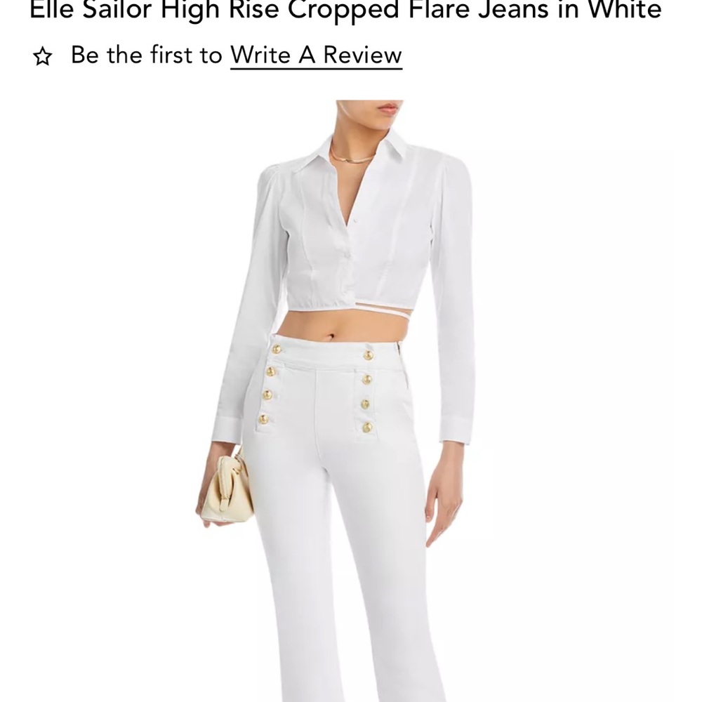 Derek Lam 10 Crosby Elle Sailor High Rise Cropped Flare Jeans in White Size 30